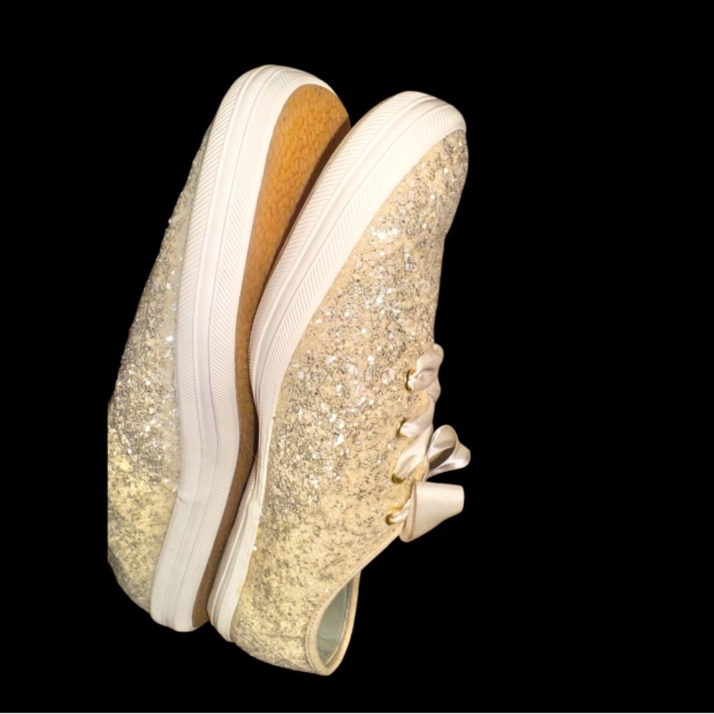 KATE SPADE gold glitter KEDS women’s sneakers TENNIS SHOES size 9.5 - Picture 5 of 17